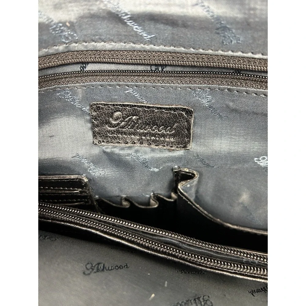 Ashbrook Black Leather Bookbag With Weaving Pattern Bag